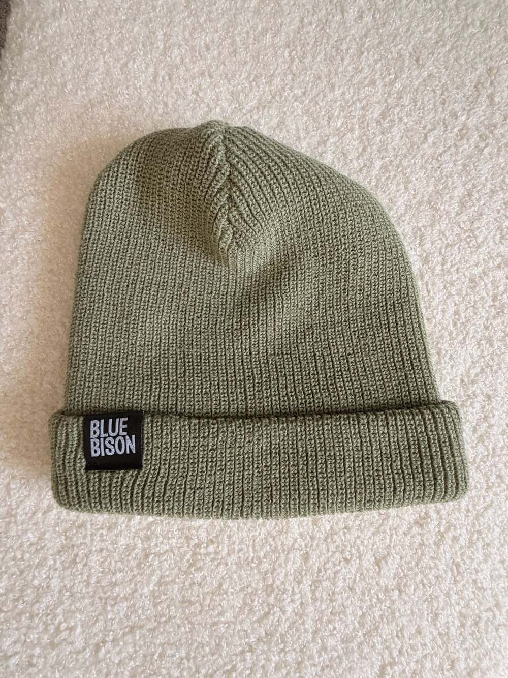 Blue Bison Sage Green Cuffed Knit Beanie